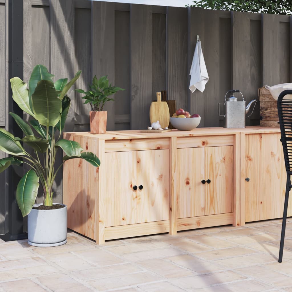 Outdoor Kitchen Cabinet Black Solid Wood Pine