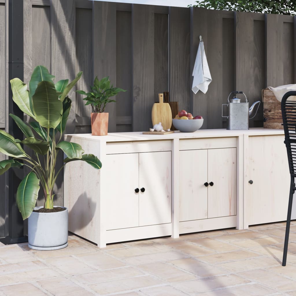 Outdoor Kitchen Cabinet Black Solid Wood Pine