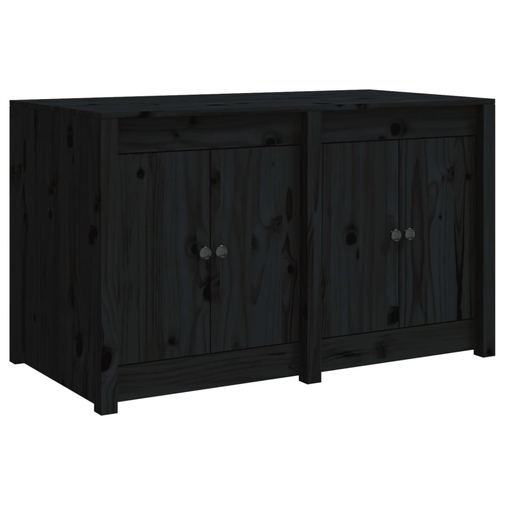 Outdoor Kitchen Cabinet Black Solid Wood Pine