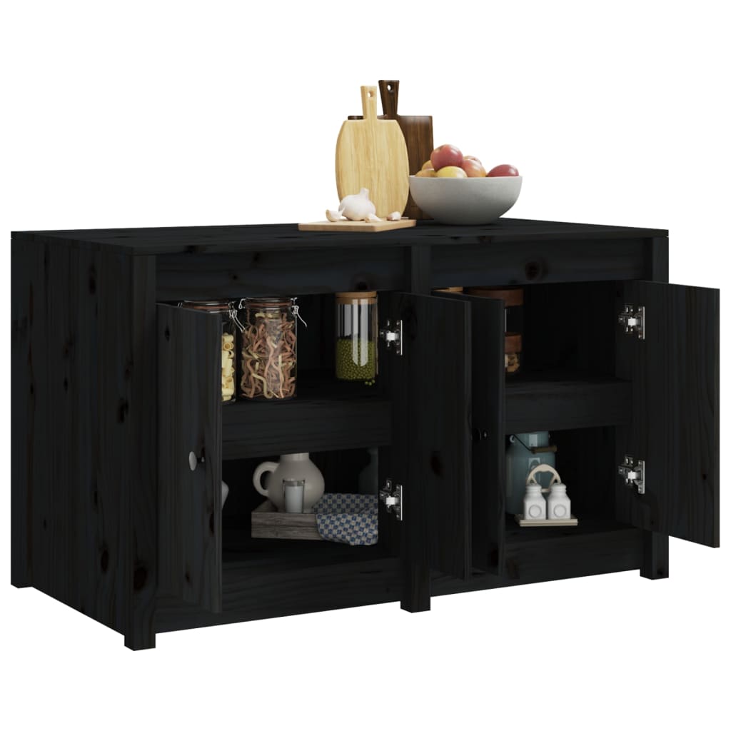 Outdoor Kitchen Cabinet Black Solid Wood Pine