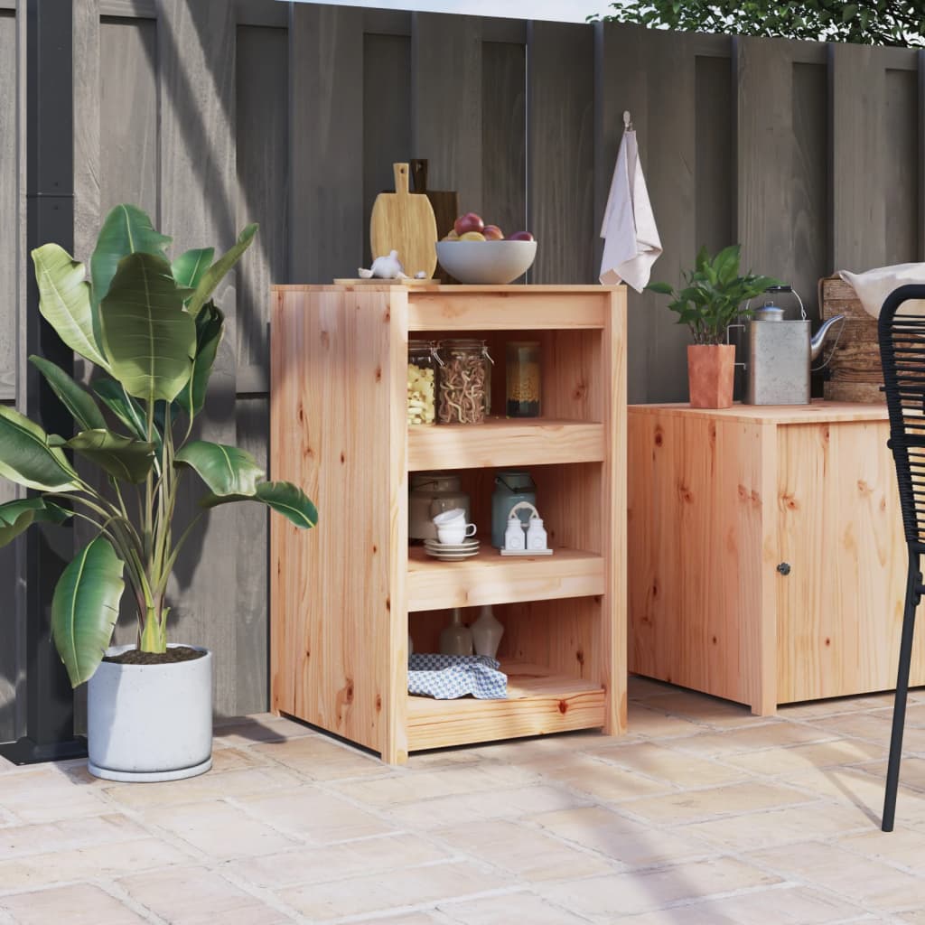 Outdoor Kitchen Cabinet Black Solid Wood Pine