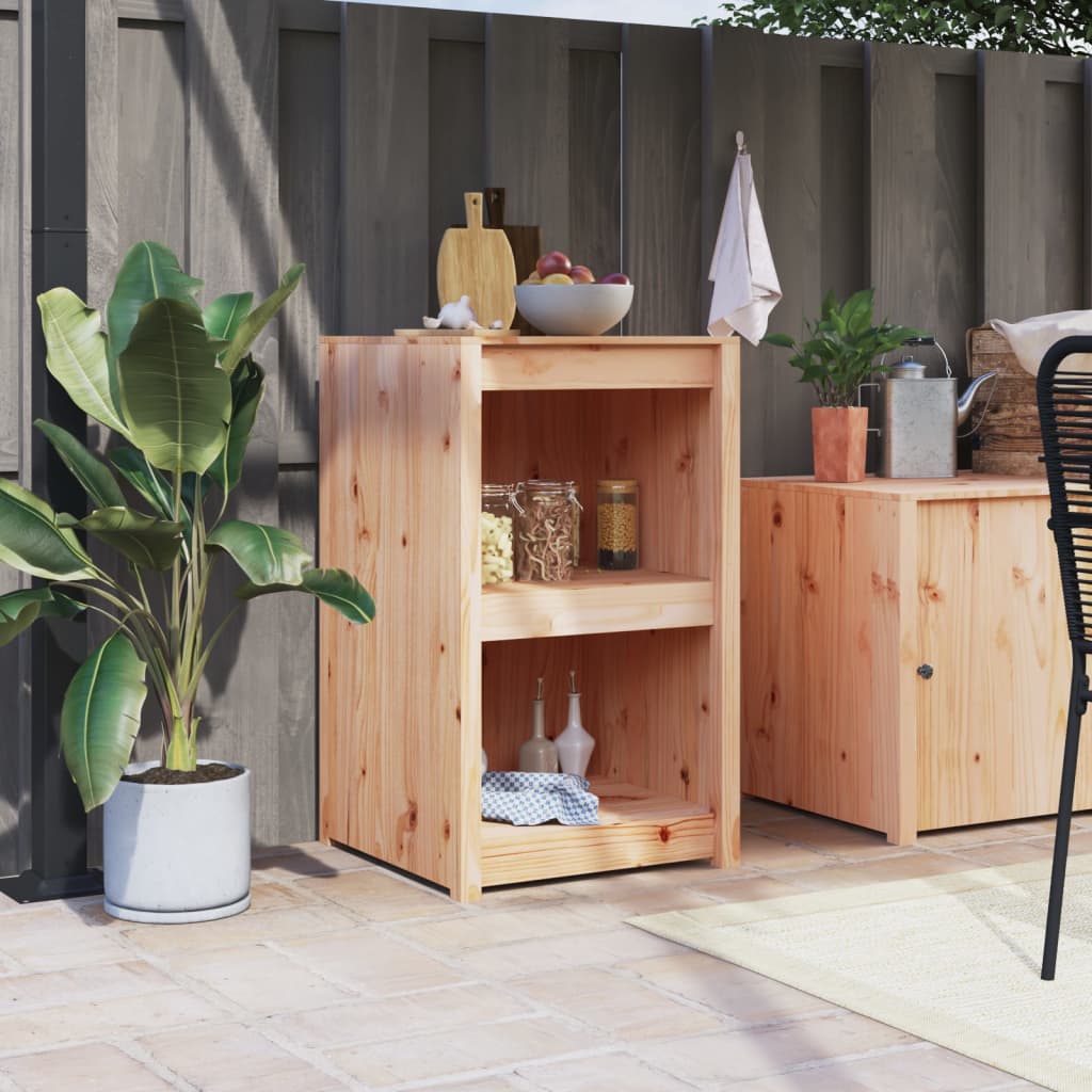 Outdoor Kitchen Cabinet Black Solid Wood Pine