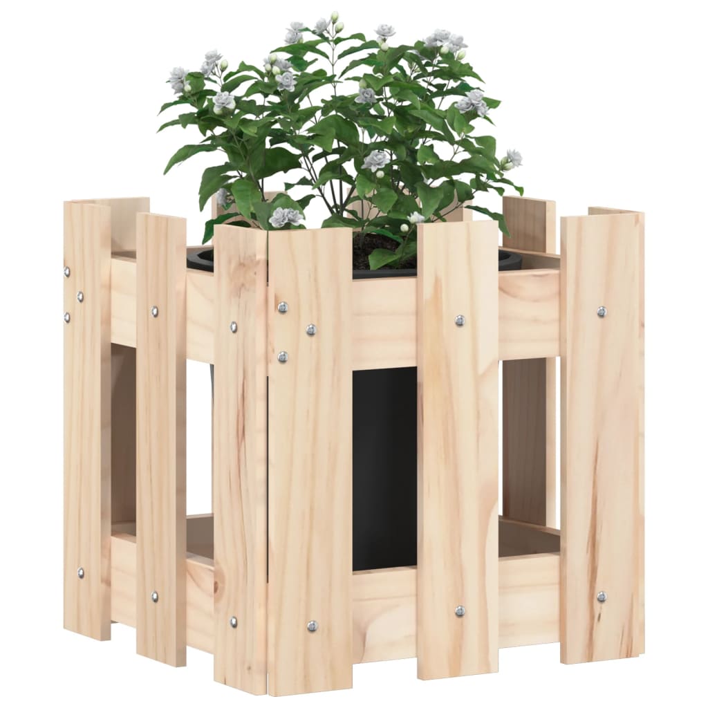 Garden Planter With Fence Design Solid Wood Pine