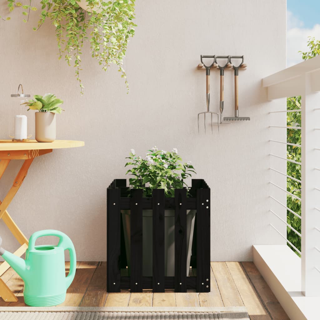 Garden Planter With Fence Design Solid Wood Pine