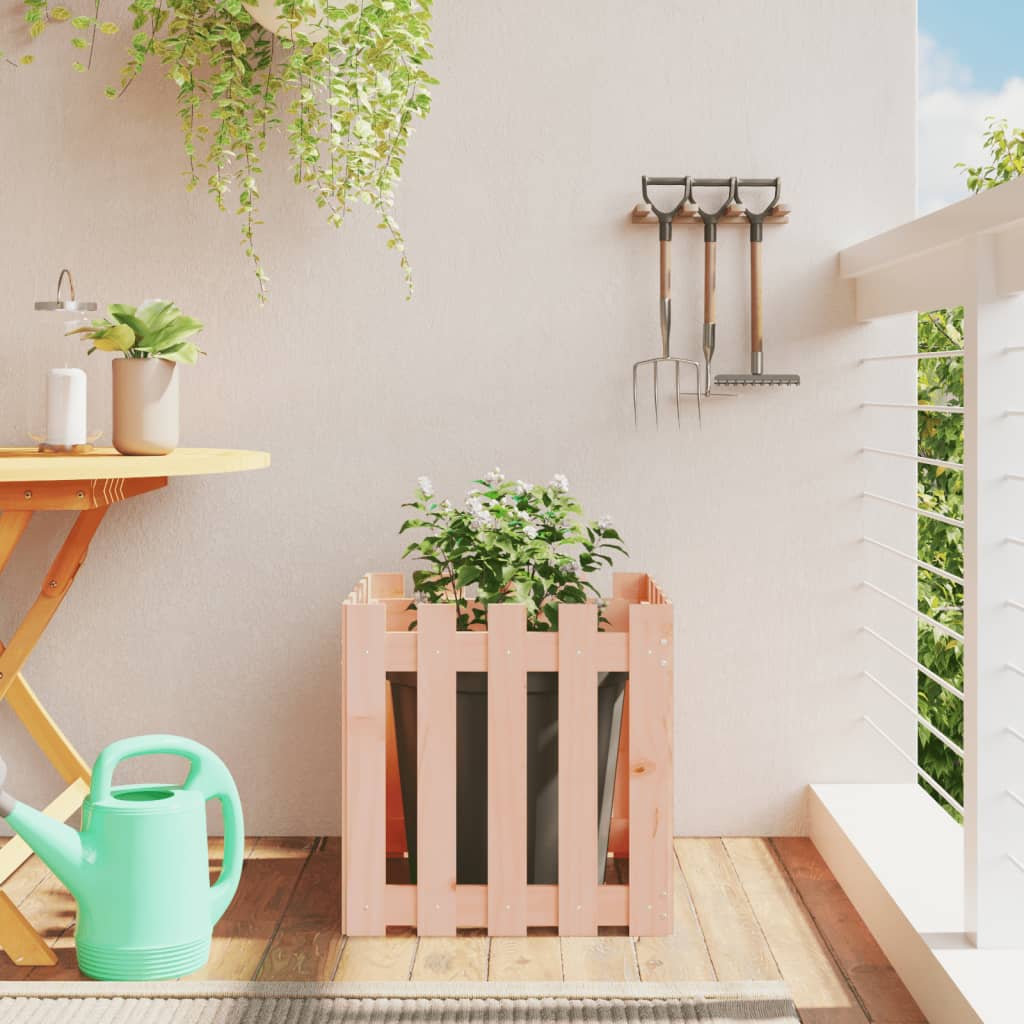 Garden Planter With Fence Design Solid Wood Pine