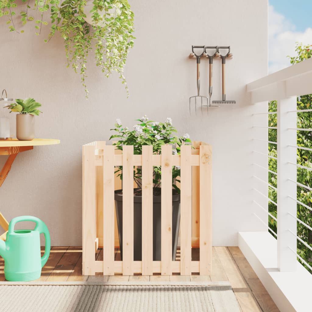 Garden Planter With Fence Design Solid Wood Pine