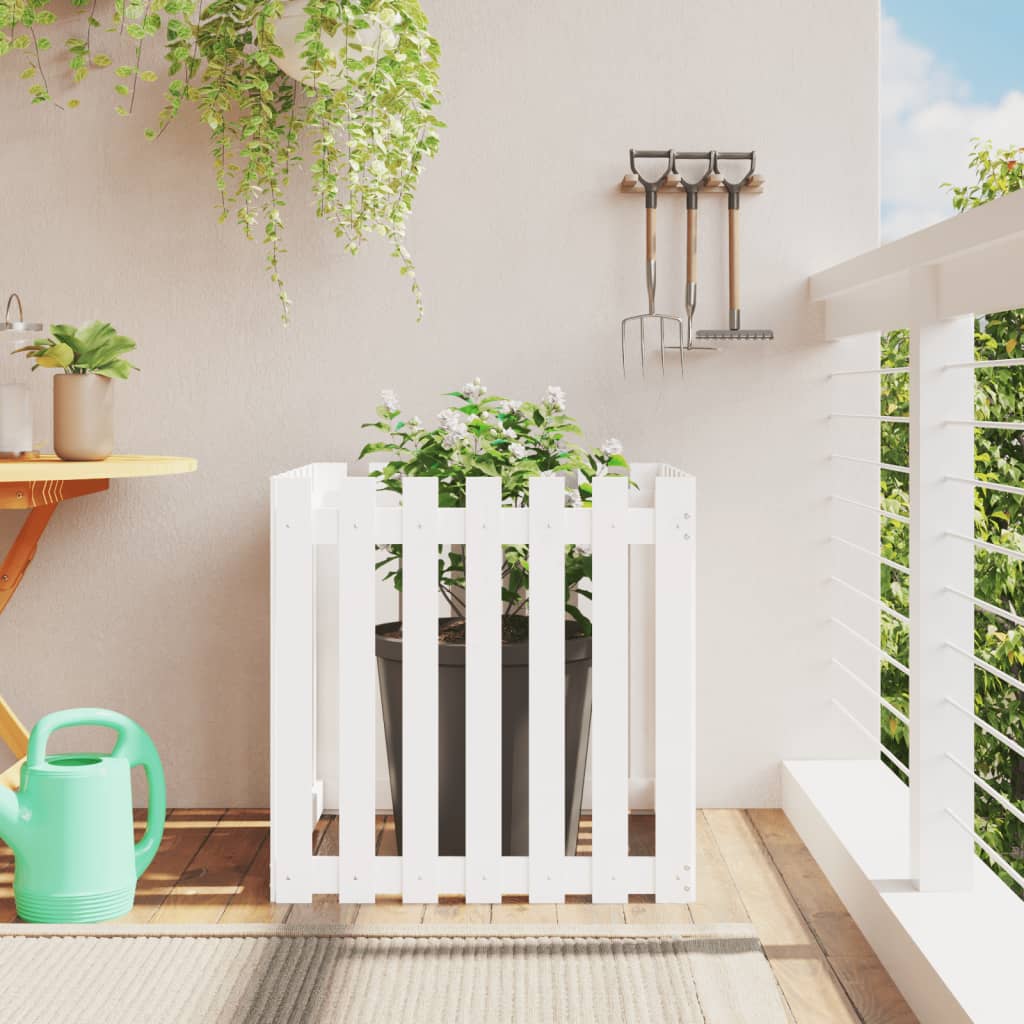 Garden Planter With Fence Design Solid Wood Pine