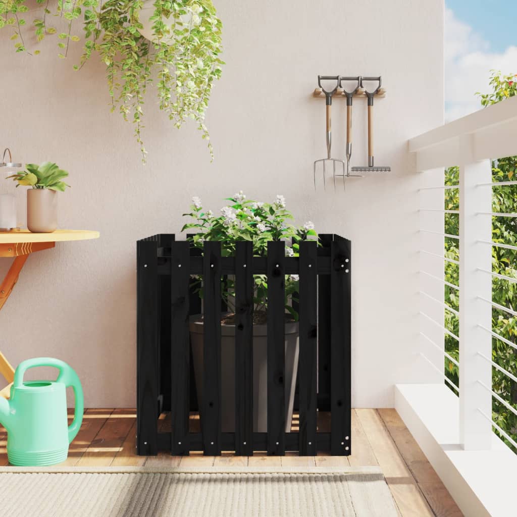 Garden Planter With Fence Design Solid Wood Pine