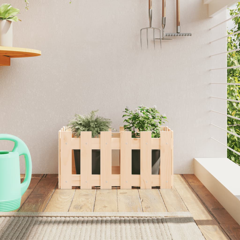 Garden Planter With Fence Design Solid Wood Pine