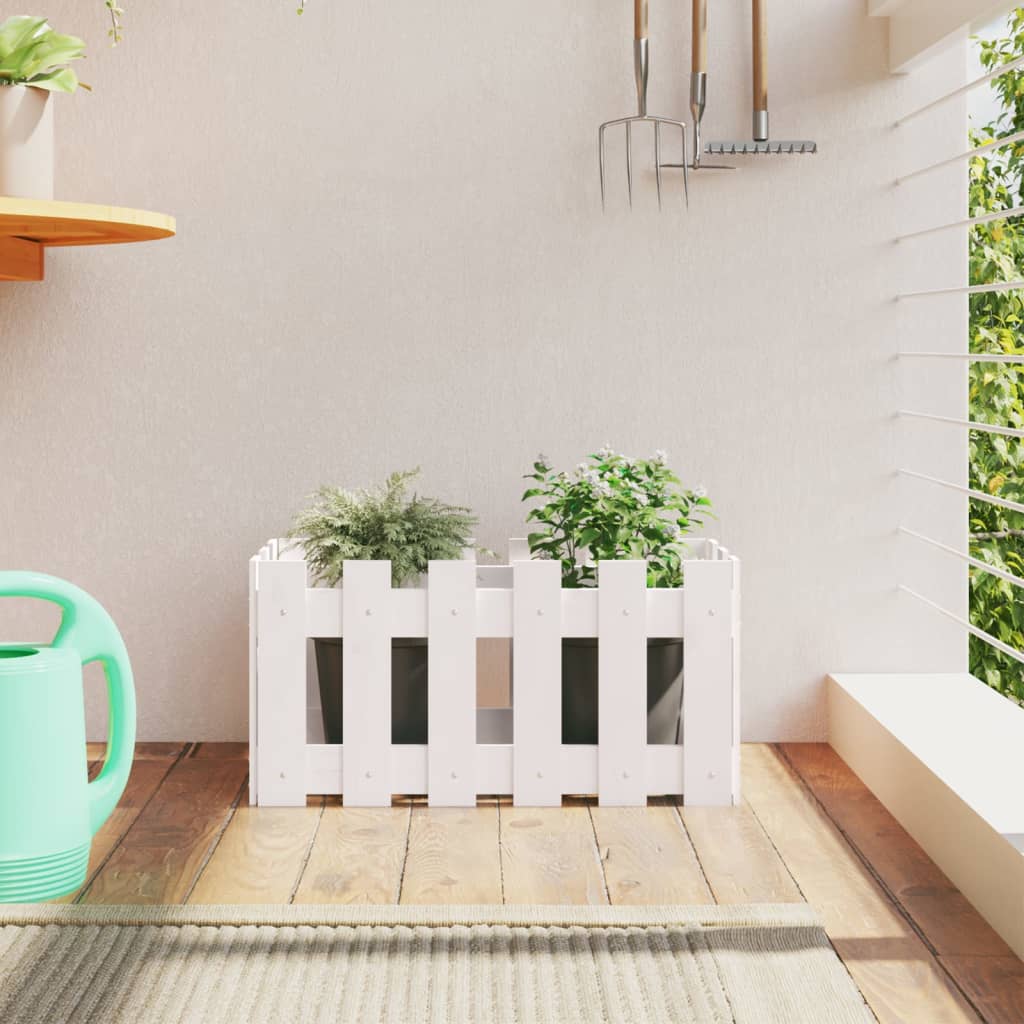 Garden Planter With Fence Design Solid Wood Pine