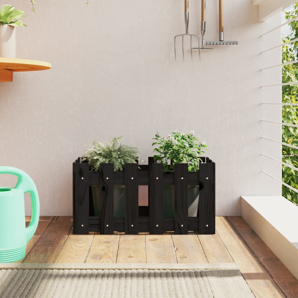 Garden Planter With Fence Design Solid Wood Pine