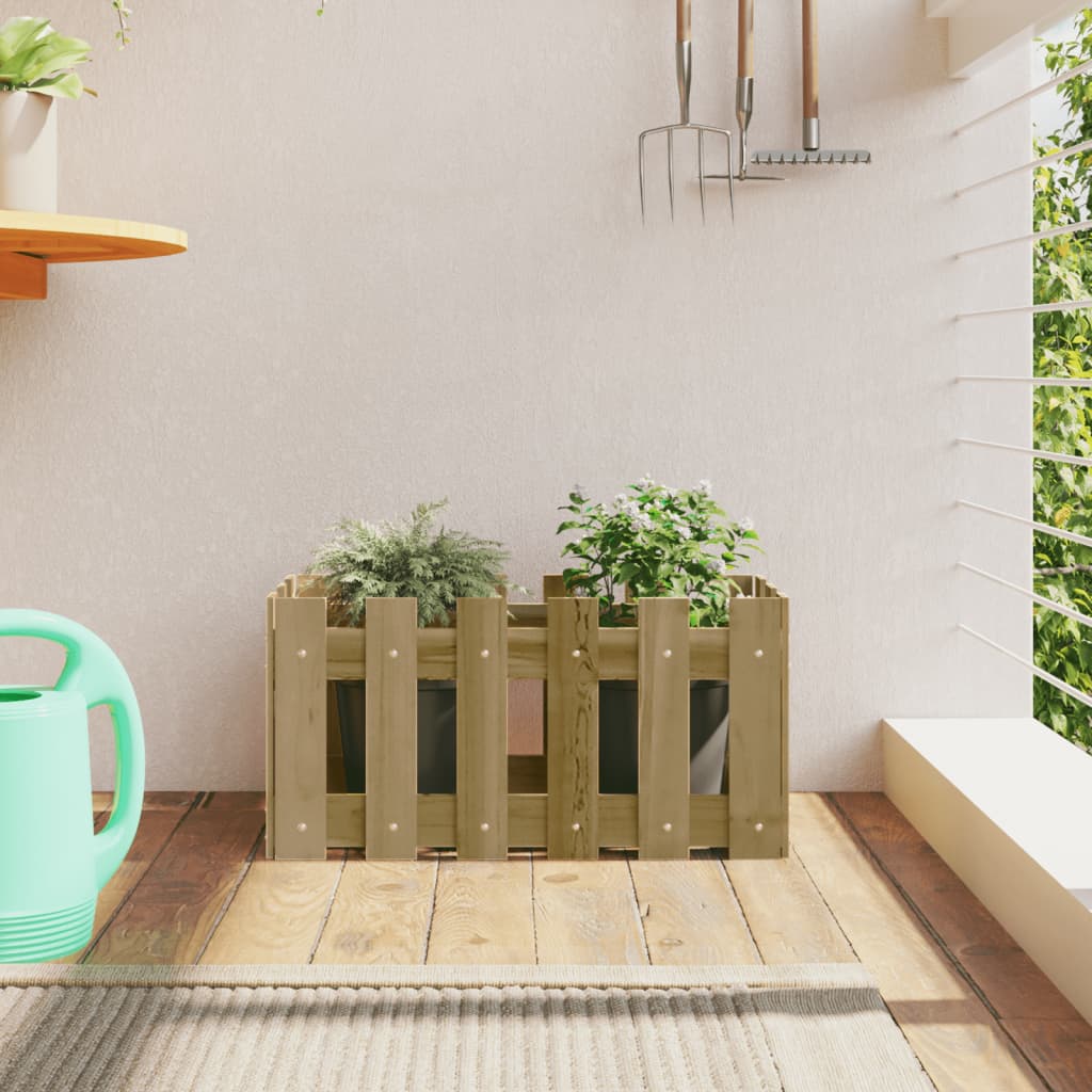 Garden Planter With Fence Design Solid Wood Pine