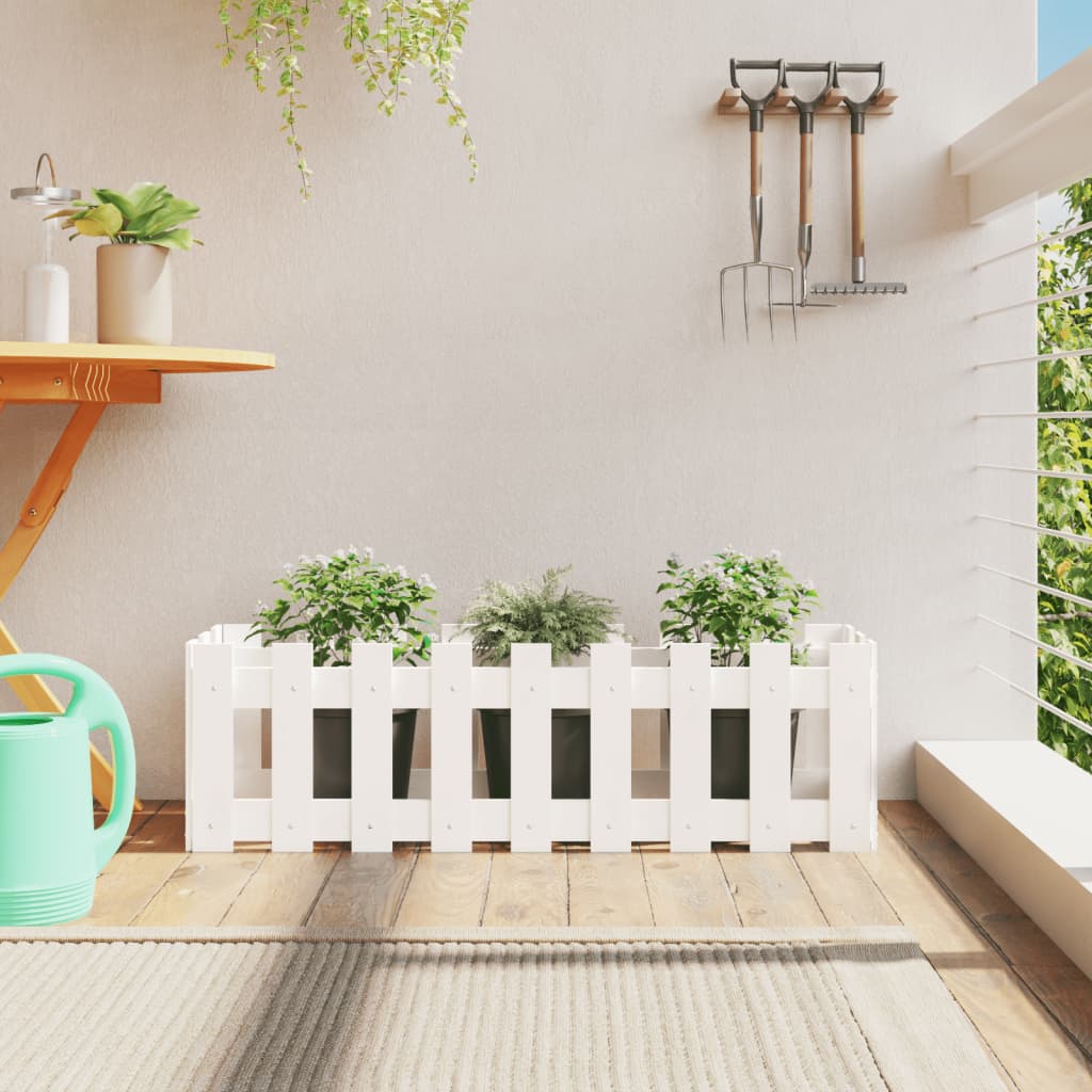 Garden Planter With Fence Design Solid Wood Pine