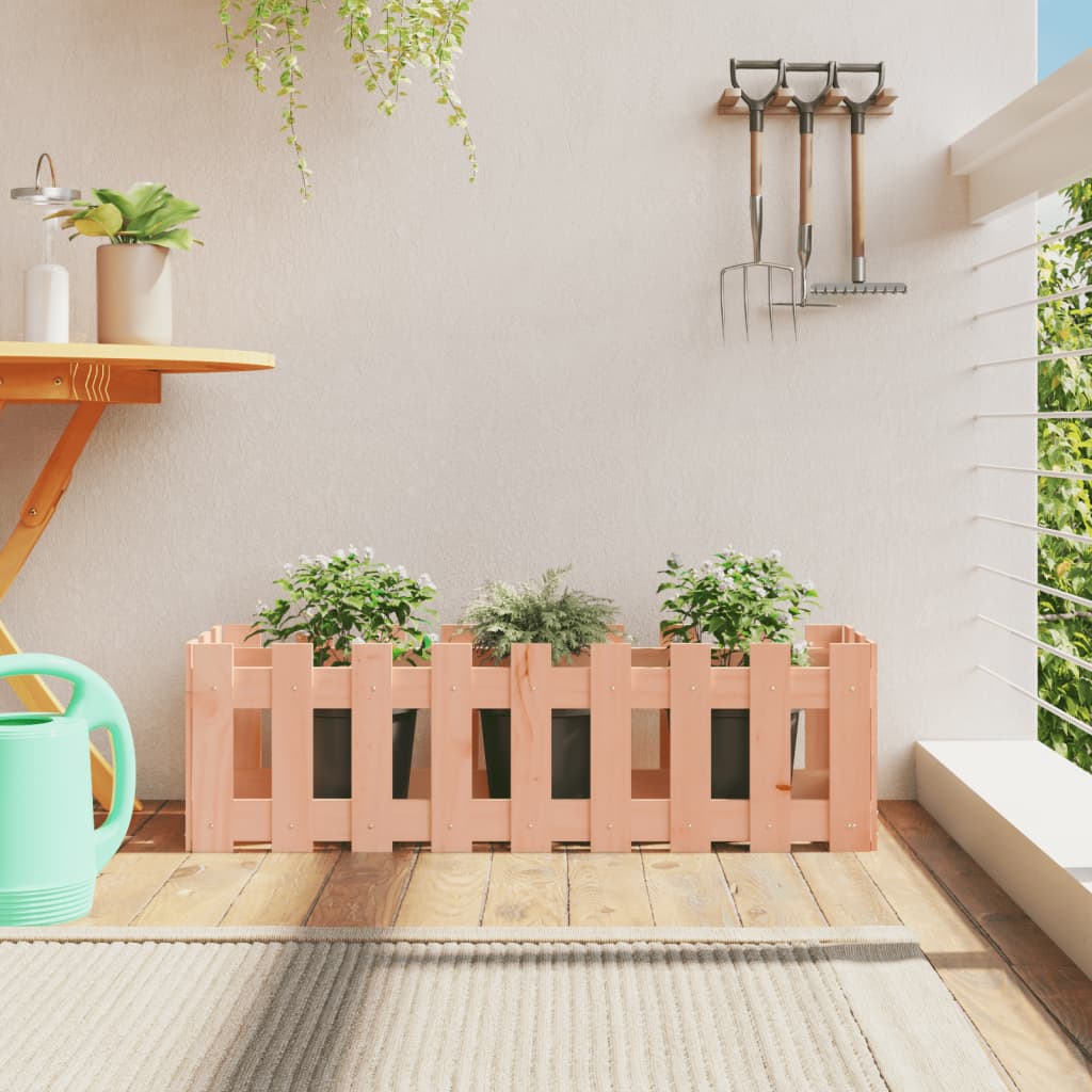 Garden Planter With Fence Design Solid Wood Pine