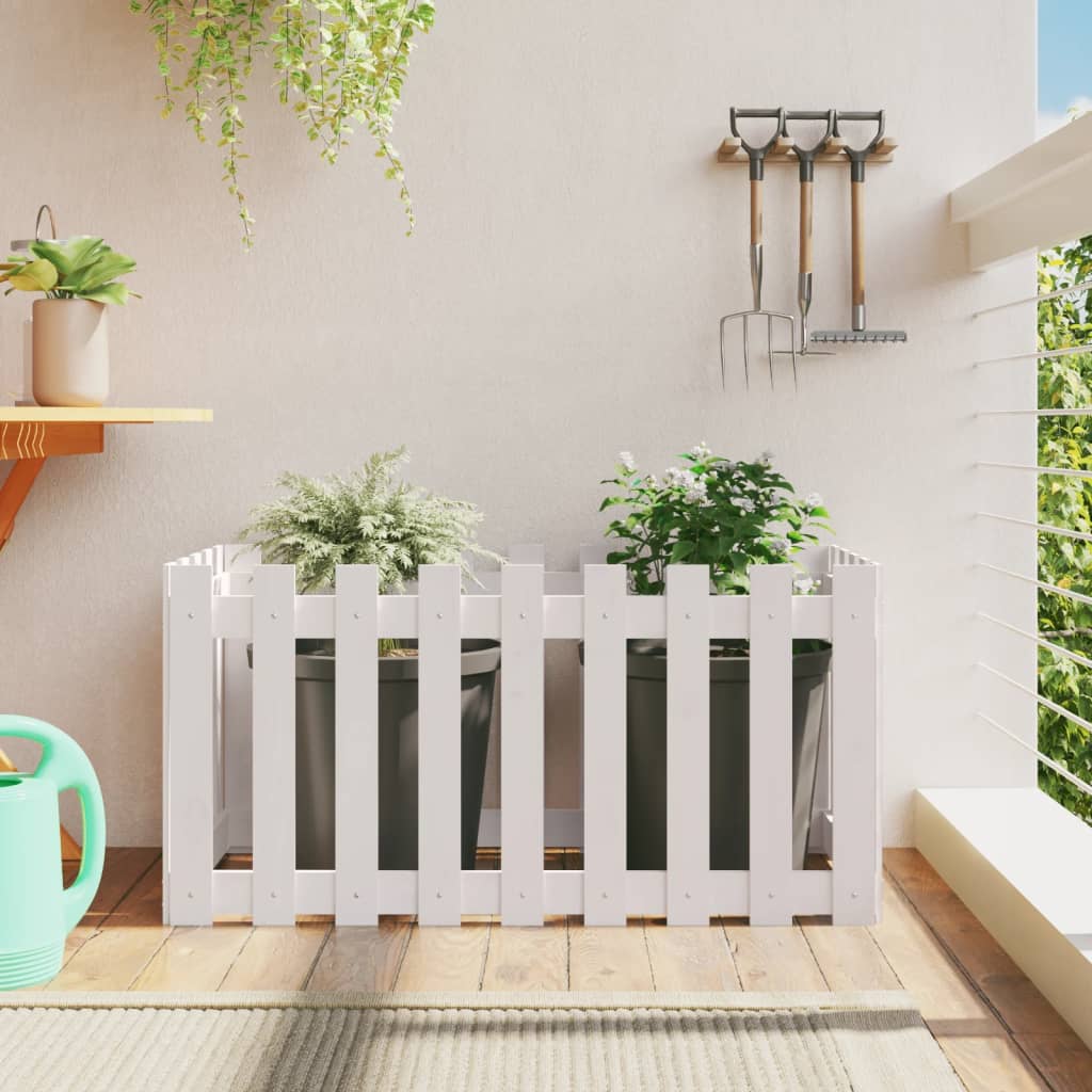 Garden Planter With Fence Design Solid Wood Pine