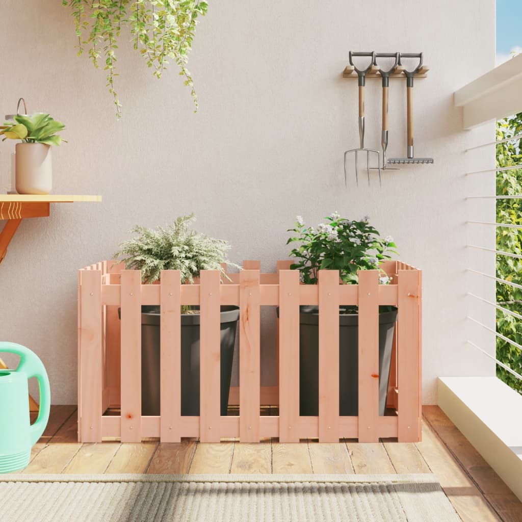 Garden Planter With Fence Design Solid Wood Pine