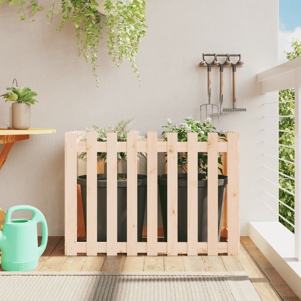 Garden Planter With Fence Design Solid Wood Pine