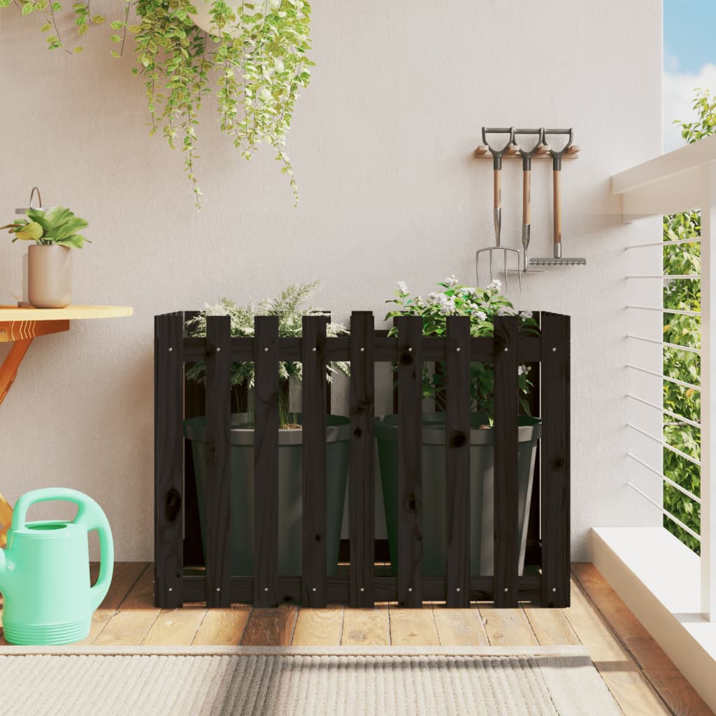 Garden Planter With Fence Design Solid Wood Pine