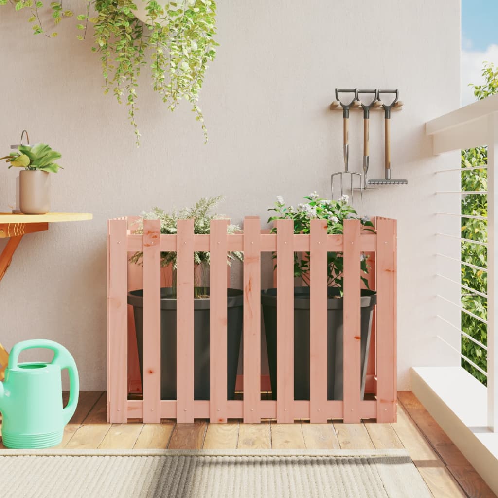 Garden Planter With Fence Design Solid Wood Pine