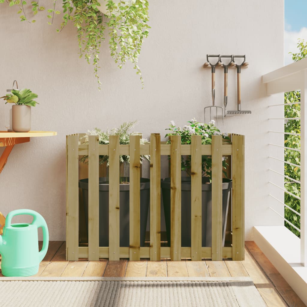Garden Planter With Fence Design Solid Wood Pine