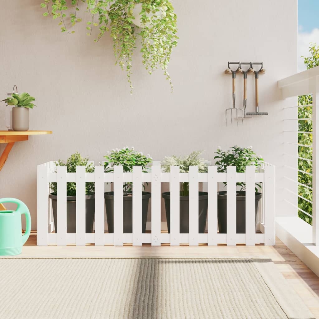 Garden Planter With Fence Design Solid Wood Pine