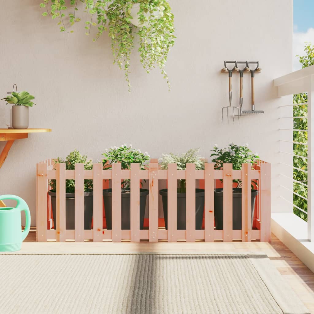 Garden Planter With Fence Design Solid Wood Pine