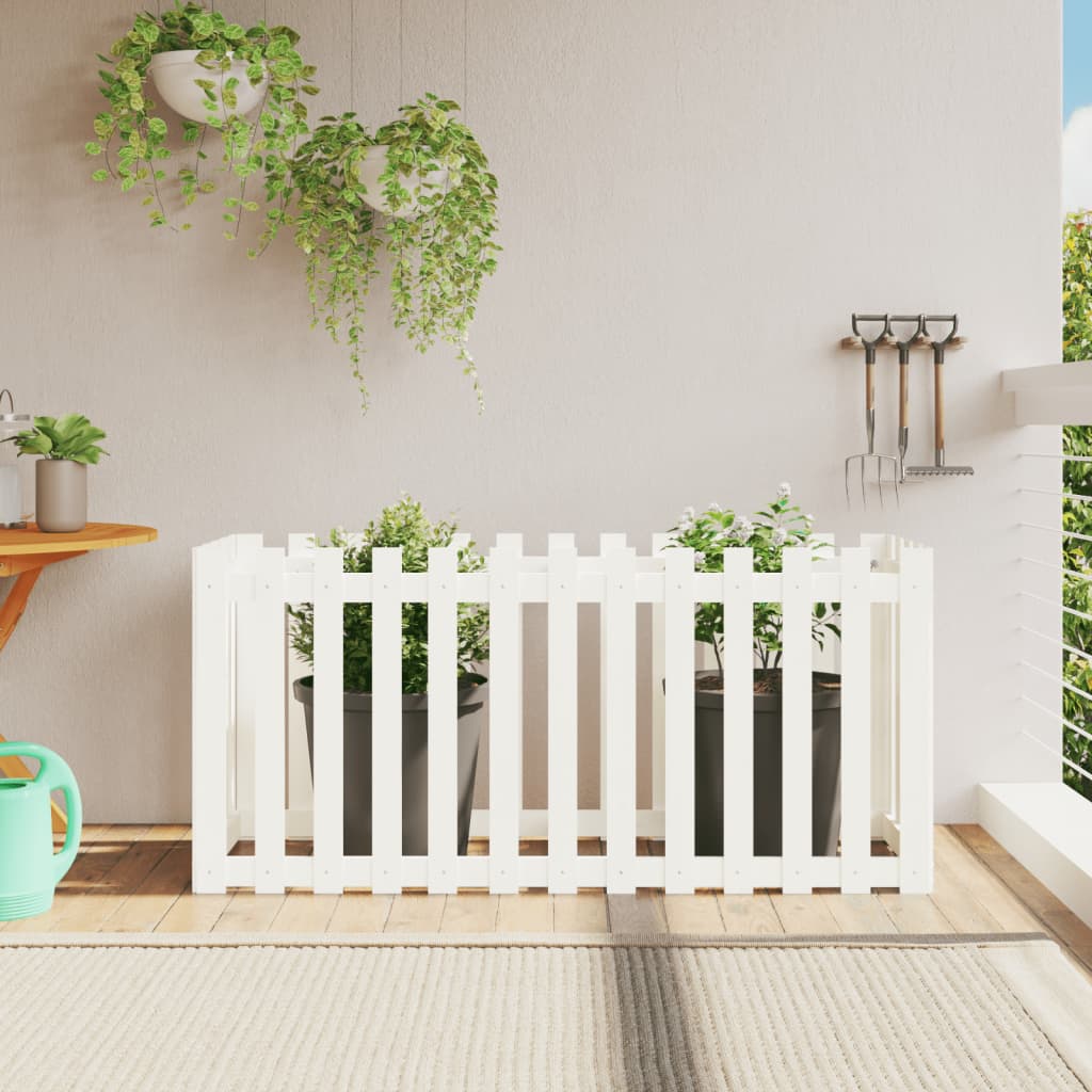Garden Planter With Fence Design Solid Wood Pine