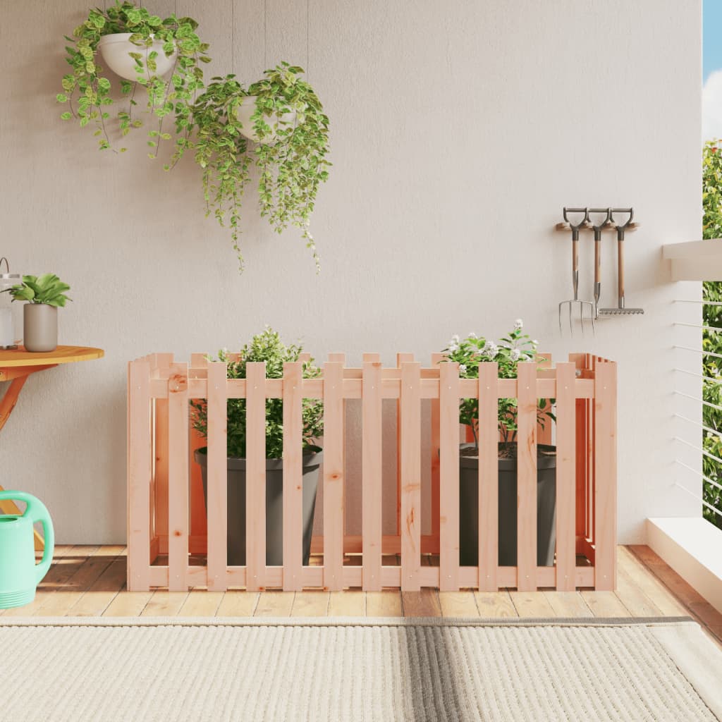 Garden Planter With Fence Design Solid Wood Pine