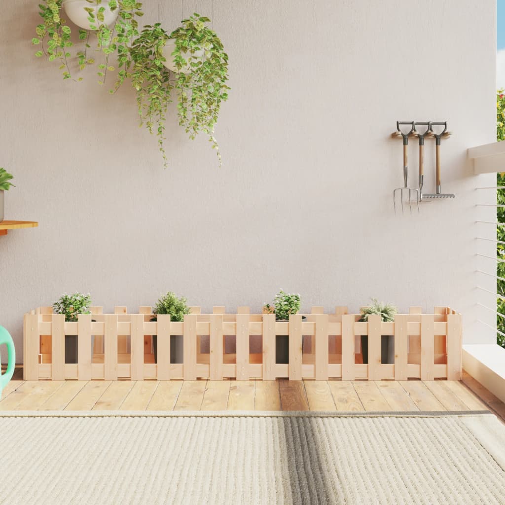 Garden Planter With Fence Design Solid Wood Pine