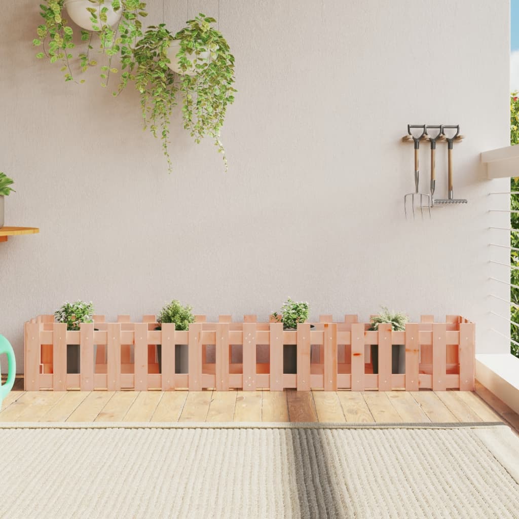 Garden Planter With Fence Design Solid Wood Pine