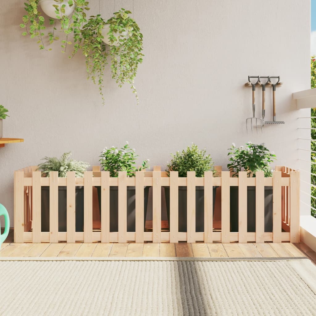 Garden Planter With Fence Design Solid Wood Pine