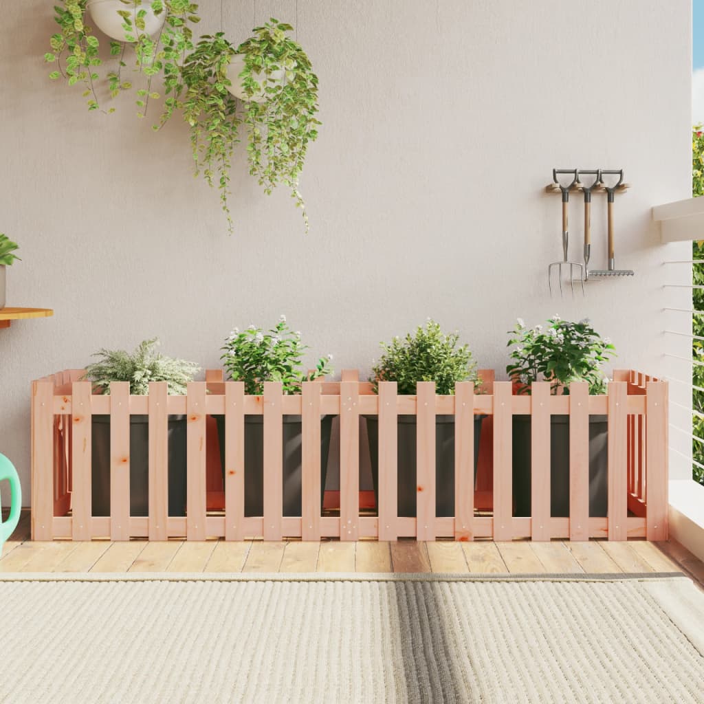 Garden Planter With Fence Design Solid Wood Pine