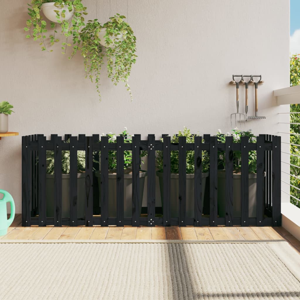 Garden Planter With Fence Design Solid Wood Pine