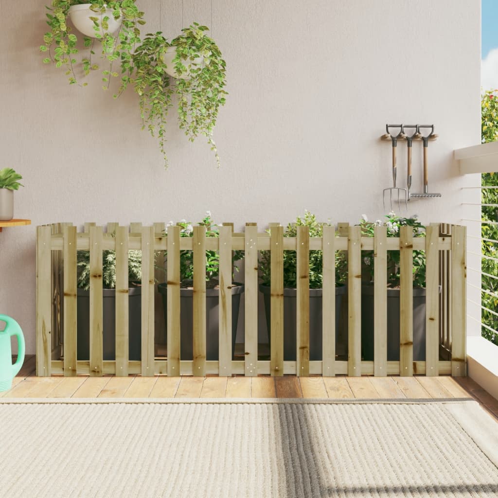 Garden Planter With Fence Design Solid Wood Pine