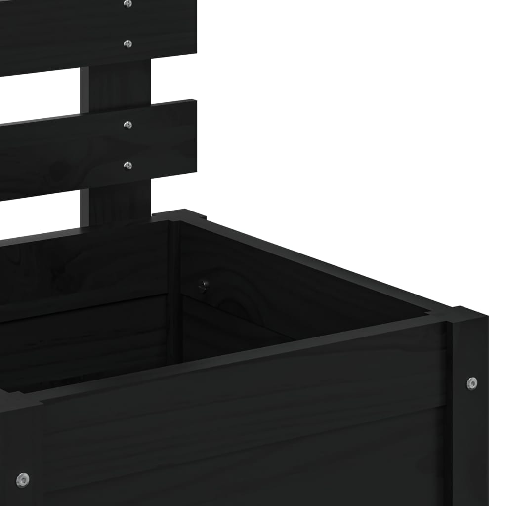 Garden Planter With Rack Black Solid Wood Pine