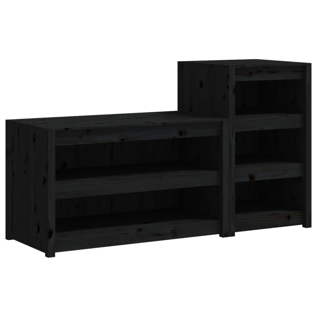 Outdoor Kitchen Cabinets 2 Pcs Black Solid Wood Pine