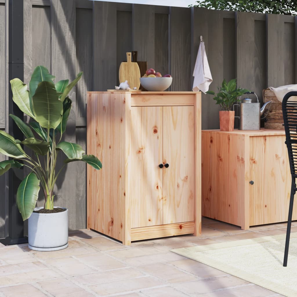 Outdoor Kitchen Cabinet Black Solid Wood Pine