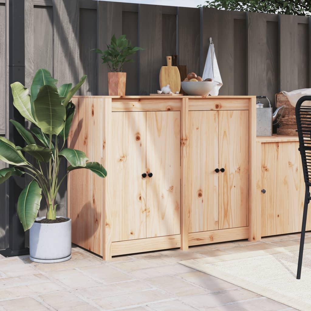 Outdoor Kitchen Cabinet Black Solid Wood Pine