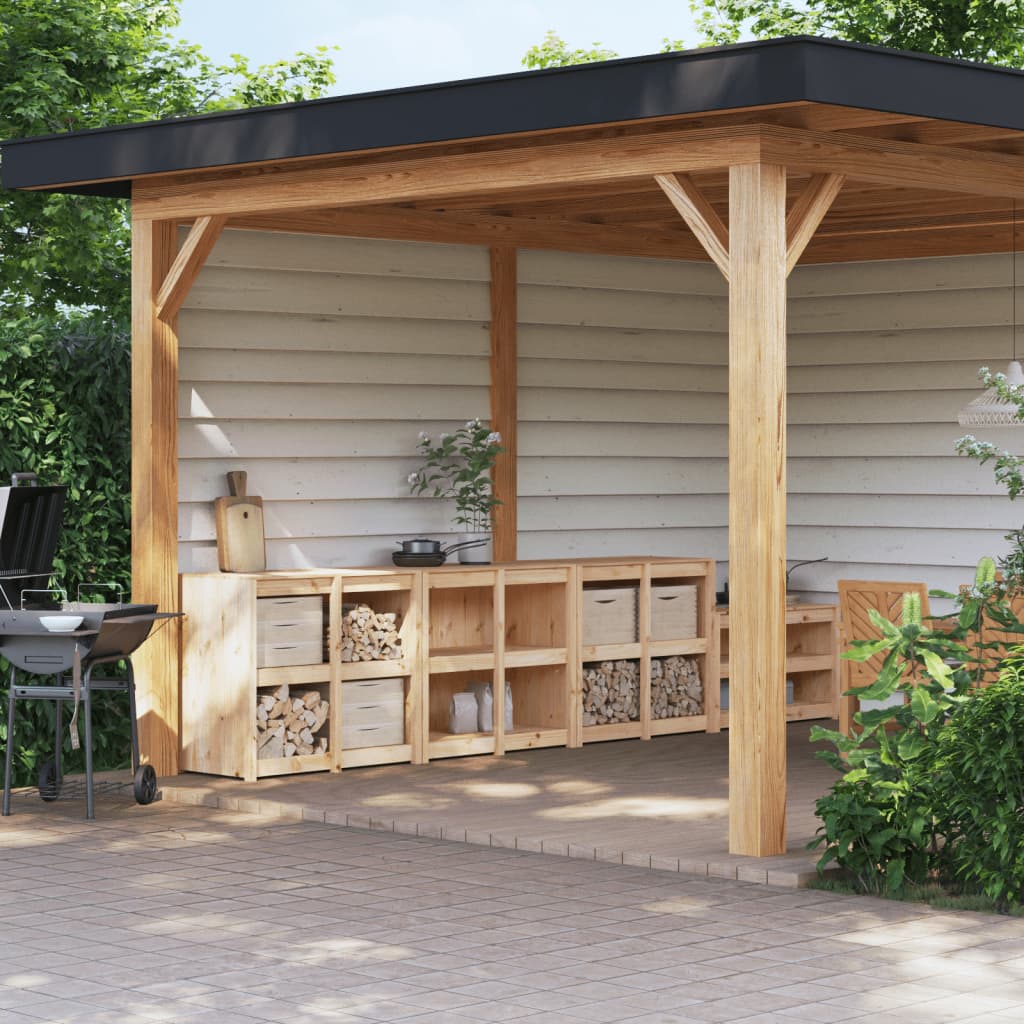 Outdoor Kitchen Cabinets 3 Pcs Solid Wood Pine