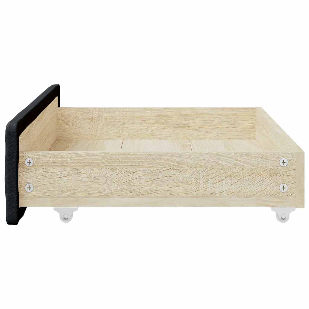 Bed Drawers 2 Pcs Engineered Wood And Faux Leather