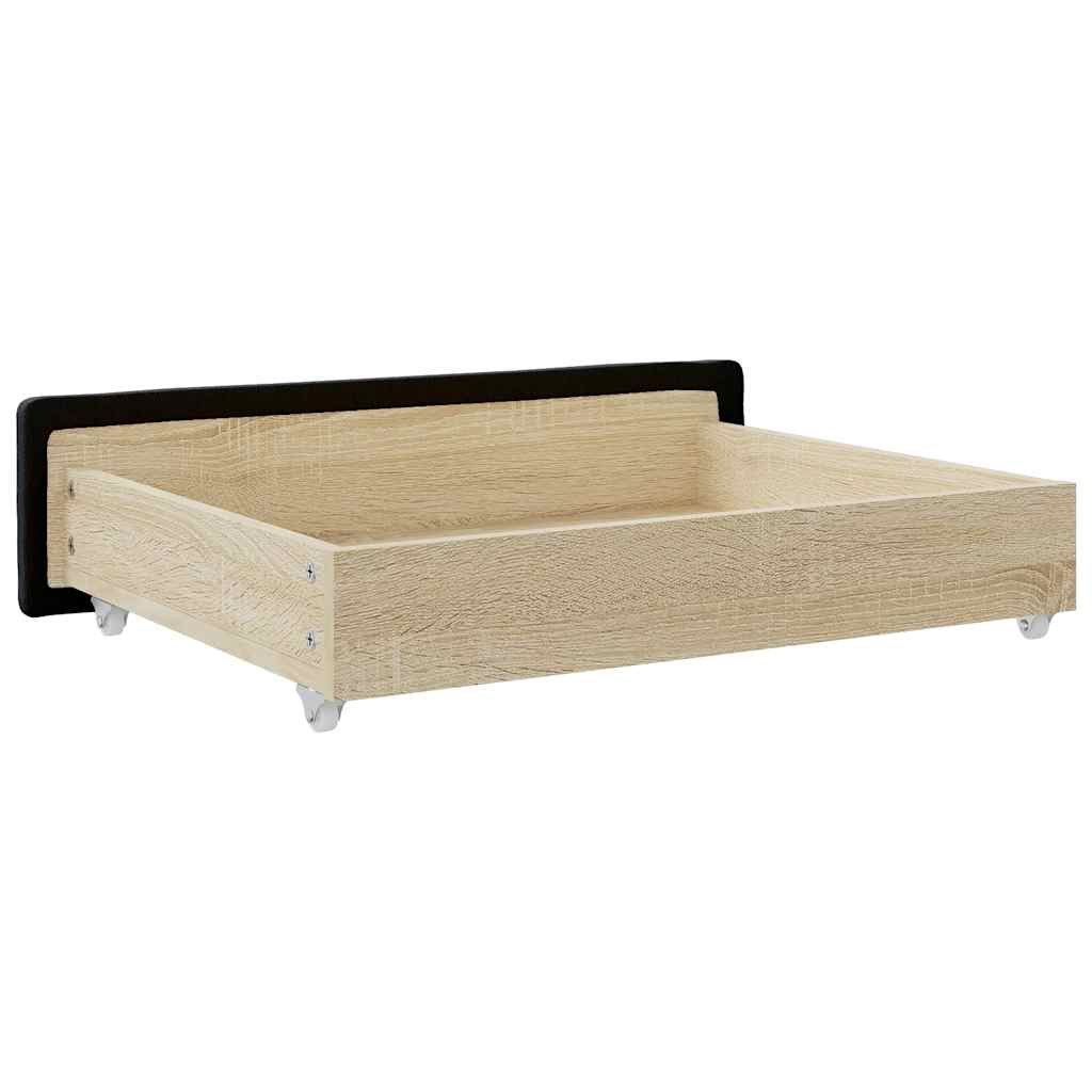 Bed Drawers 2 Pcs Engineered Wood And Faux Leather