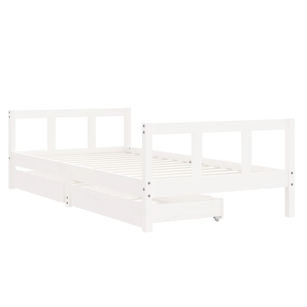 Kids Bed Frame With Drawers Solid Wood Pine