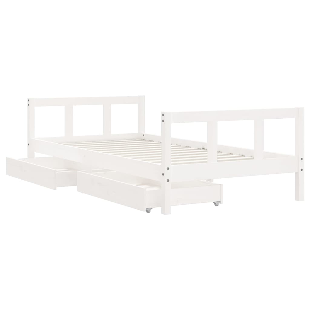 Kids Bed Frame With Drawers Solid Wood Pine