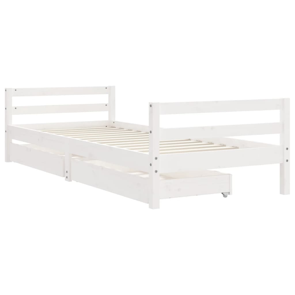 Kids Bed Frame With Drawers Solid Wood Pine