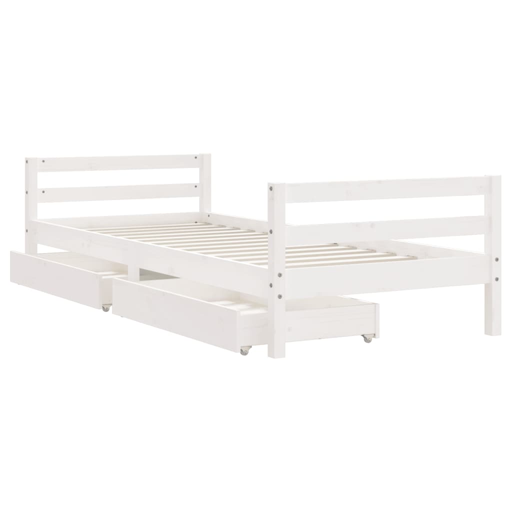 Kids Bed Frame With Drawers Solid Wood Pine