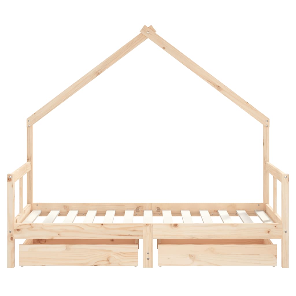 Kids Bed Frame With Drawers Solid Wood Pine