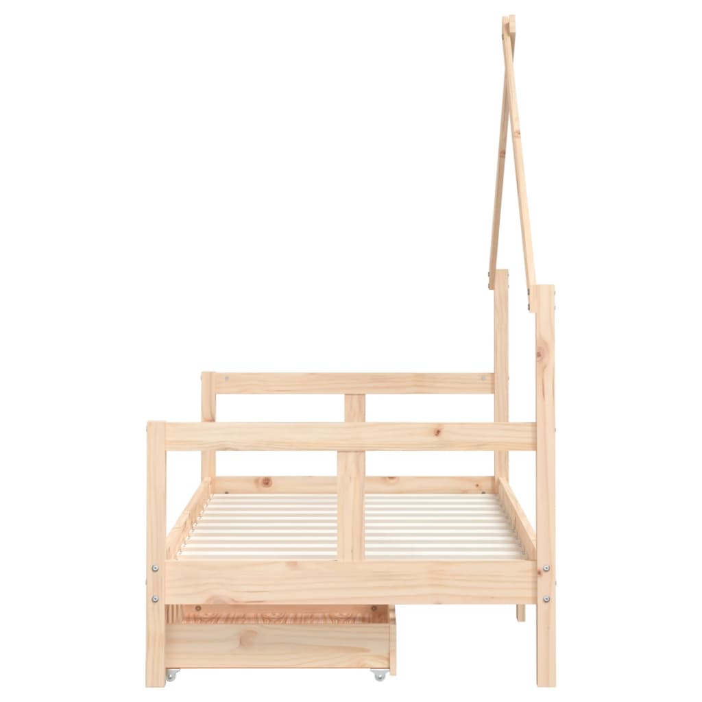 Kids Bed Frame With Drawers Solid Wood Pine