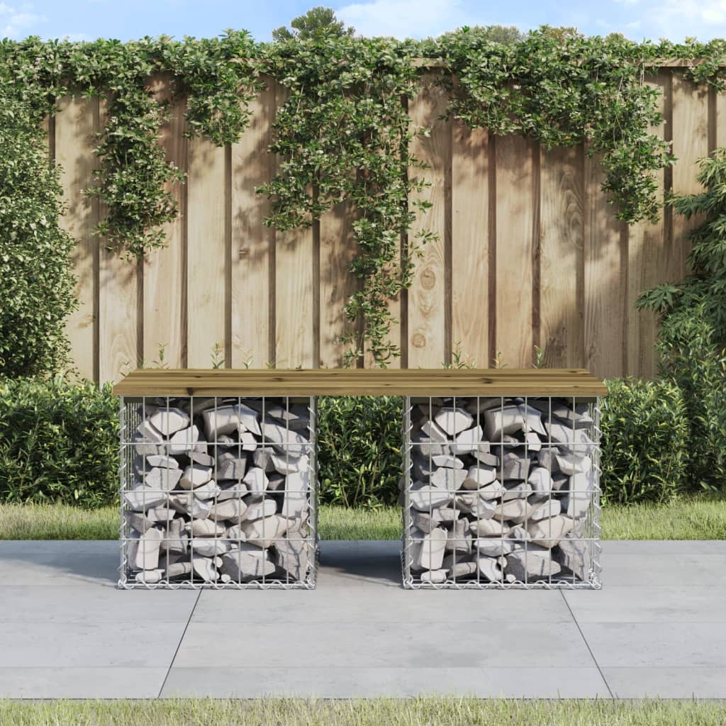 Garden Bench Gabion Design Solid Wood Pine
