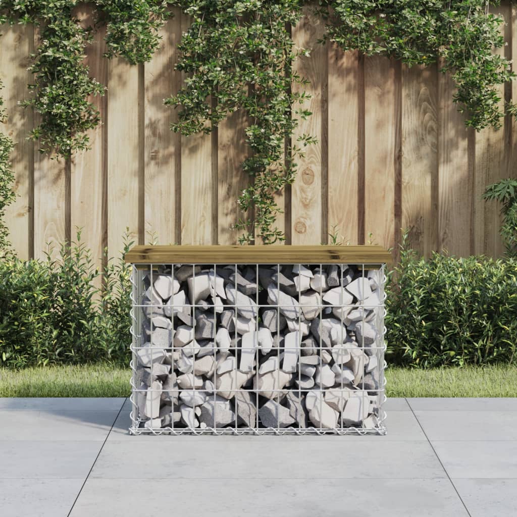 Garden Bench Gabion Design Solid Wood Pine
