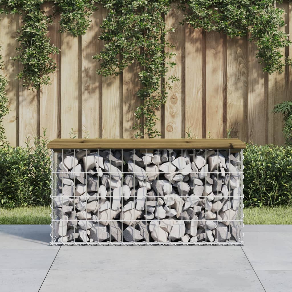 Garden Bench Gabion Design Solid Wood Pine